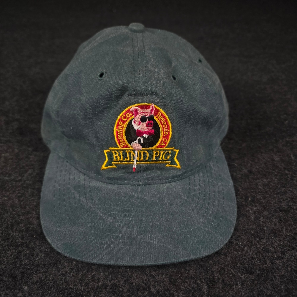 Vintage Blind Pig Brewing Co Temecula CA Dad Hat Faded Green Snapback IPA Beer
